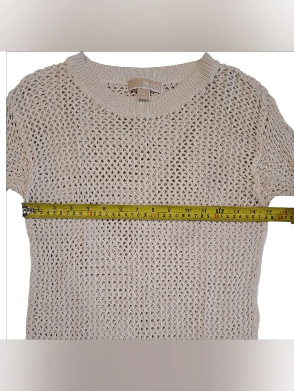 Michael Michael Kors White Open-Knit Crewneck Sweater Size XS